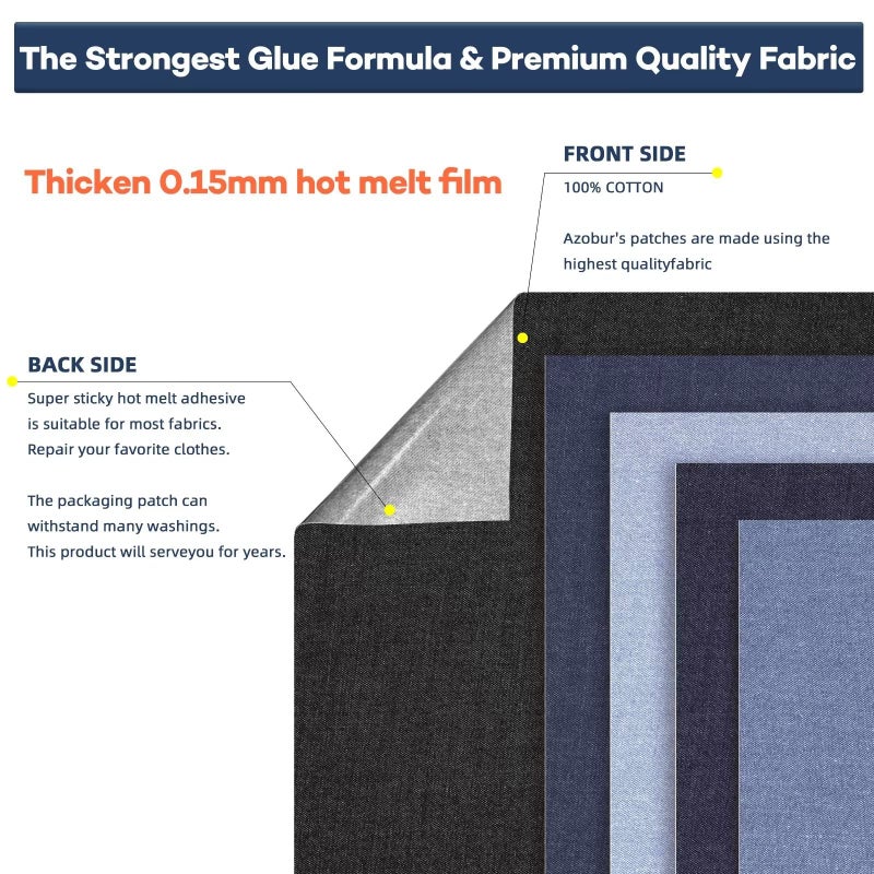 Azobur Extra Large Patches for Jeans  Extra Large Iron on Patches for Jeans  Denim Patch for Denim Inside and Outside  for Jeans Clothing Hole Repairing and Decoration(Blue) - Image 3